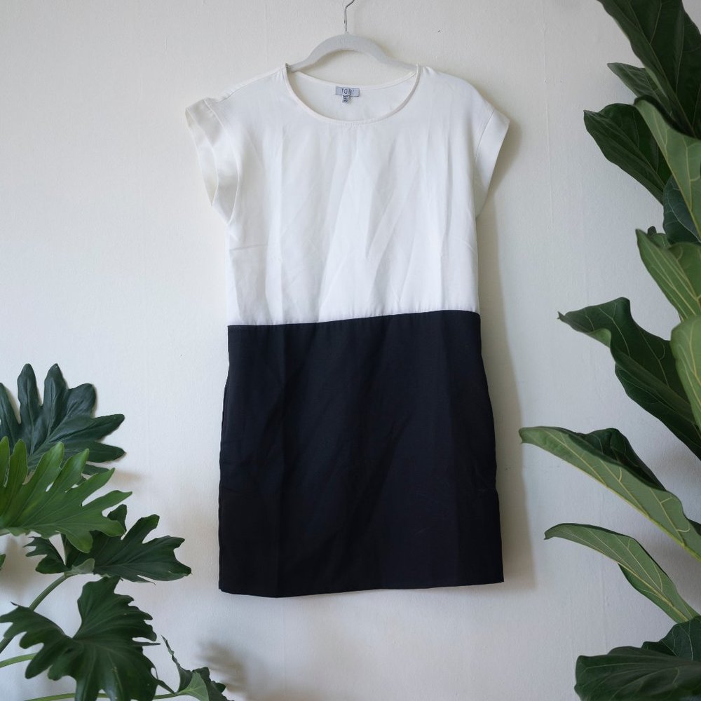 NWOT Colorblock dolman dress black/white